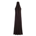 Women's Satin Halter Maxi Dress – Elegant Sleeveless Evening Dress-Dresses-CAMOUFIT-Dark Brown-XS-Sienarae