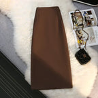 Women’s Mocha High Waist Maxi Skirt – Elegant Tailored Long Skirt-Skirts-CAMOUFIT-Khaki-S-Sienarae