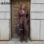 Women’s Pinstripe Suit Set – Tailored Blazer & Wide-Leg Trousers-Two piece sets-CAMOUFIT-Brown-XS-Sienarae