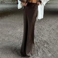 Women’s Chocolate Satin Maxi Skirt – Elegant High Waist Floor-Length Skirt-Skirts-CAMOUFIT-Brown-S-Sienarae