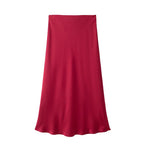 Women’s Khaki Satin Midi Skirt – Elegant High Waist Silk-Look Slip Skirt-Skirts-CAMOUFIT-Khaki-XS-Sienarae