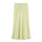 Women’s Khaki Satin Midi Skirt – Elegant High Waist Silk-Look Slip Skirt-Skirts-CAMOUFIT-Khaki-XS-Sienarae