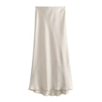 Women’s Khaki Satin Midi Skirt – Elegant High Waist Silk-Look Slip Skirt-Skirts-CAMOUFIT-Khaki-XS-Sienarae