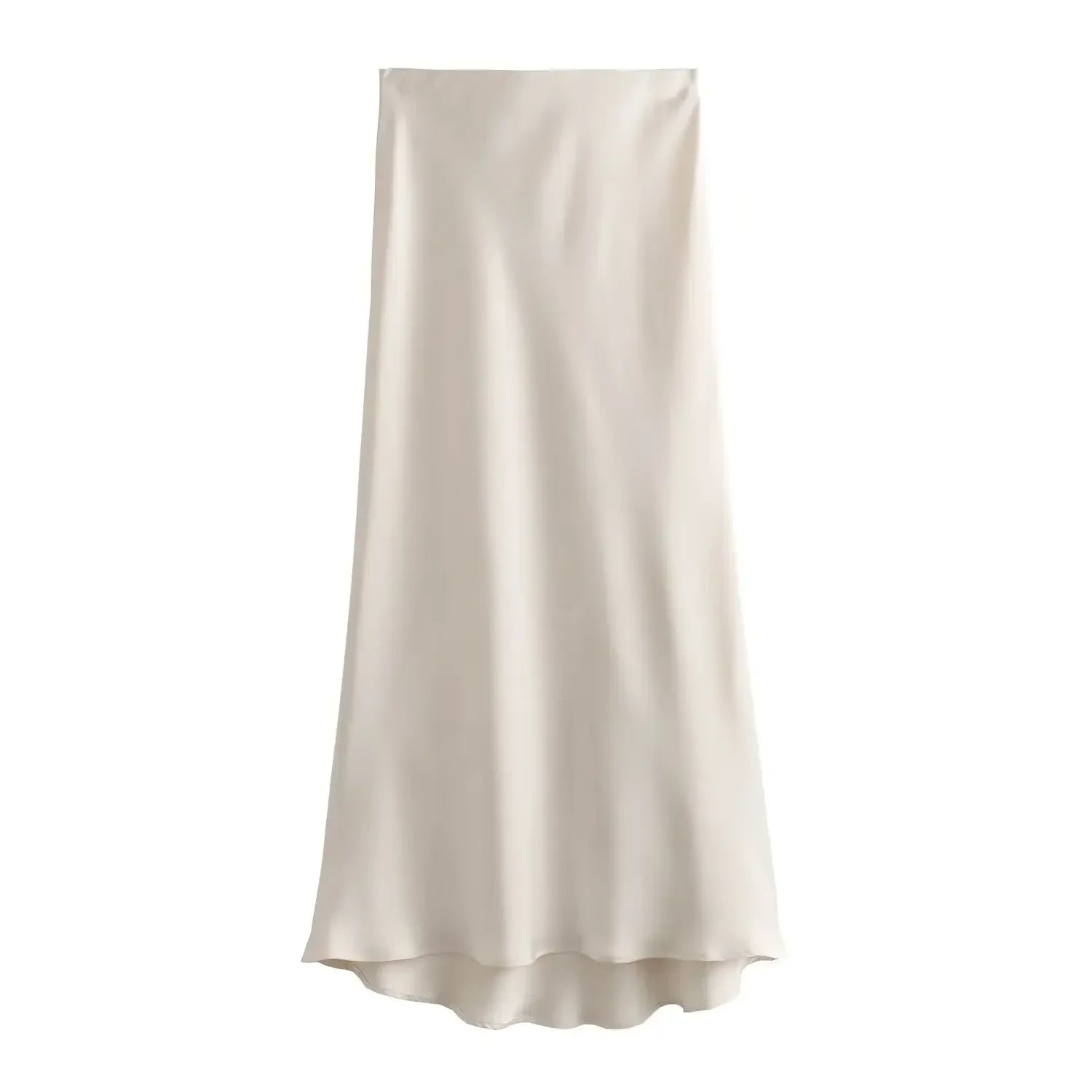 Women’s Khaki Satin Midi Skirt – Elegant High Waist Silk-Look Slip Skirt-Skirts-CAMOUFIT-Khaki-XS-Sienarae