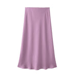 Women’s Khaki Satin Midi Skirt – Elegant High Waist Silk-Look Slip Skirt-Skirts-CAMOUFIT-Khaki-XS-Sienarae