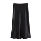 Women’s Khaki Satin Midi Skirt – Elegant High Waist Silk-Look Slip Skirt-Skirts-CAMOUFIT-Khaki-XS-Sienarae