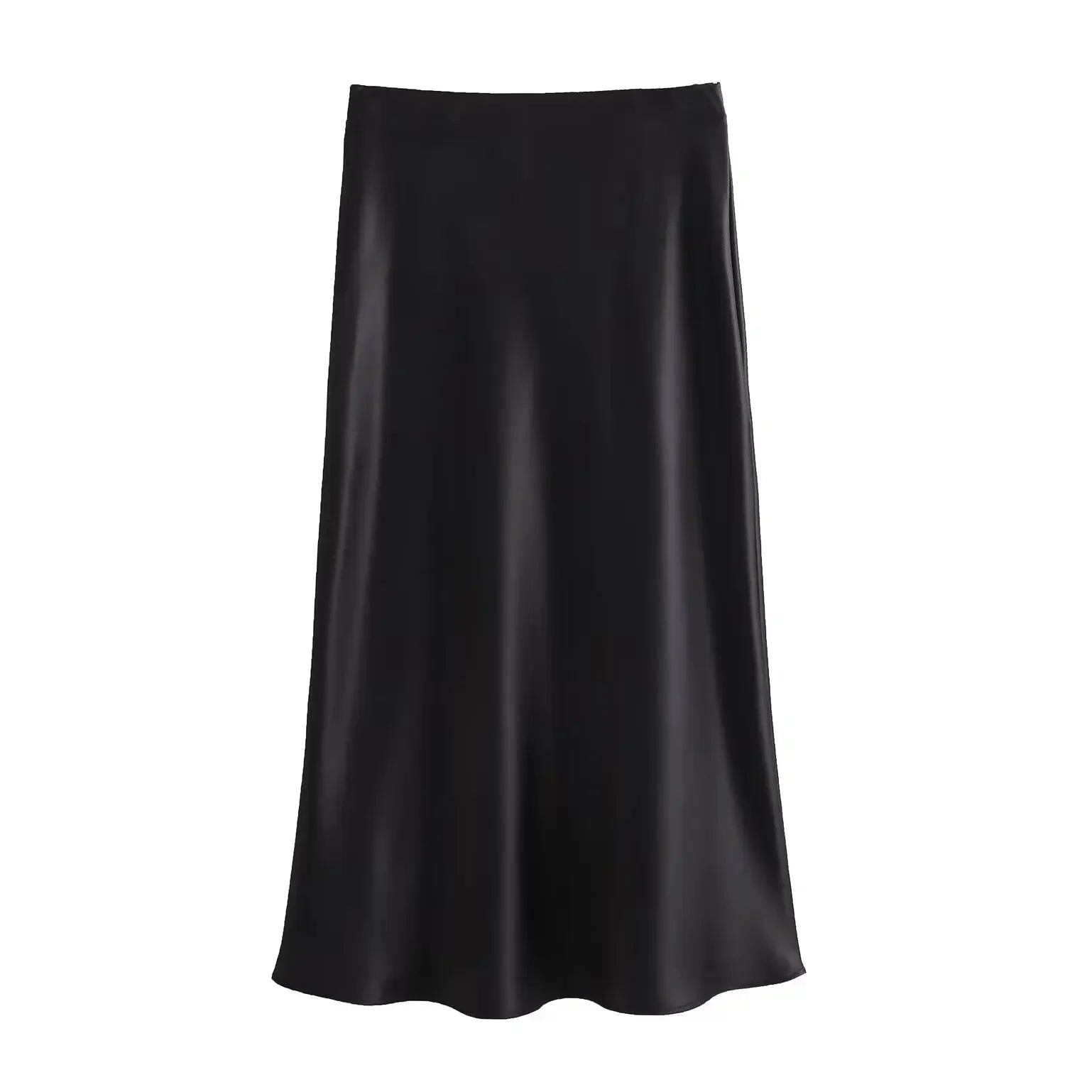 Women’s Khaki Satin Midi Skirt – Elegant High Waist Silk-Look Slip Skirt-Skirts-CAMOUFIT-Khaki-XS-Sienarae