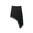 Women’s Lace Trim Mini Skirt – Asymmetrical High-Waist Skirt-Skirts-CAMOUFIT-Brown-XS-Sienarae