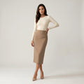 Women’s Mocha High Waist Maxi Skirt – Elegant Tailored Long Skirt-Skirts-SIENARAE-Khaki-S-Sienarae