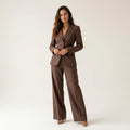 Women’s Pinstripe Suit Set – Tailored Blazer & Wide-Leg Trousers-Two piece sets-SIENARAE-Brown-XS-Sienarae