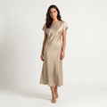 Women’s Satin Maxi Dress – Elegant Sleeveless Evening Dress-Dresses-SIENARAE-Khaki-XS-Sienarae