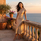 Women’s Satin Maxi Dress – Elegant Sleeveless Evening Dress-Dresses-SIENARAE-Khaki-XS-Sienarae