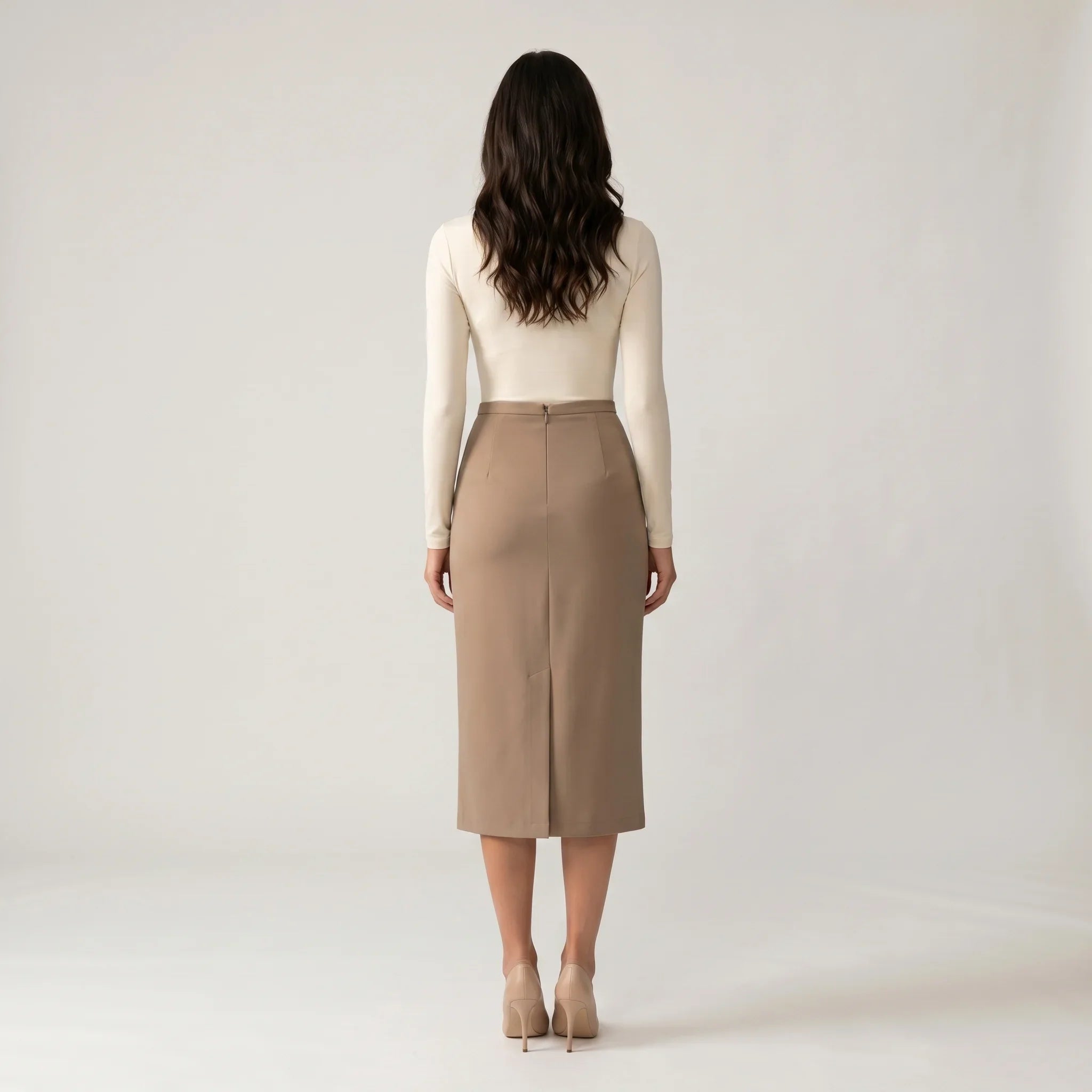 Women’s Mocha High Waist Maxi Skirt – Elegant Tailored Long Skirt-Skirts-SIENARAE-Khaki-S-Sienarae